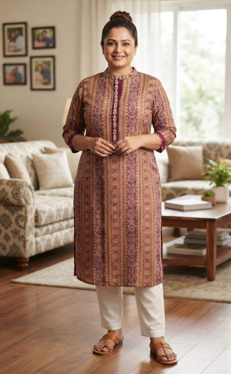Purple Garden Jaipuri Cotton Kurti. Pure Versatile Cotton. | Laces and Frills