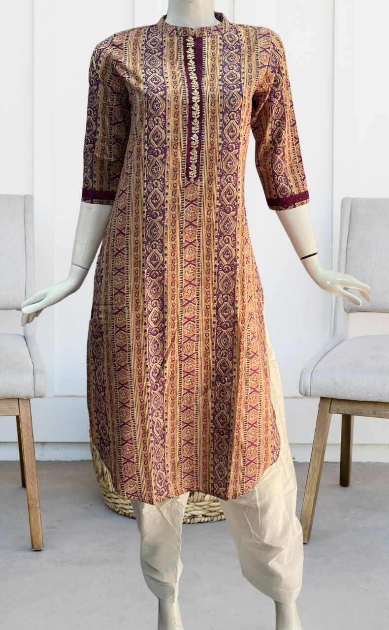 Purple Garden Jaipuri Cotton Kurti. Pure Versatile Cotton. | Laces and Frills - Laces and Frills