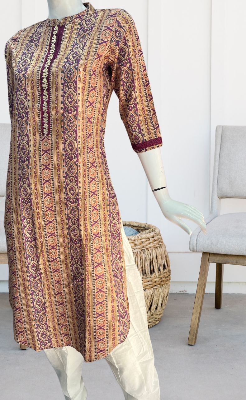 Purple Garden Jaipuri Cotton Kurti. Pure Versatile Cotton. | Laces and Frills - Laces and Frills