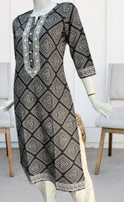 Black Abstract Jaipuri Cotton Kurti. Pure Versatile Cotton. | Laces and Frills - Laces and Frills