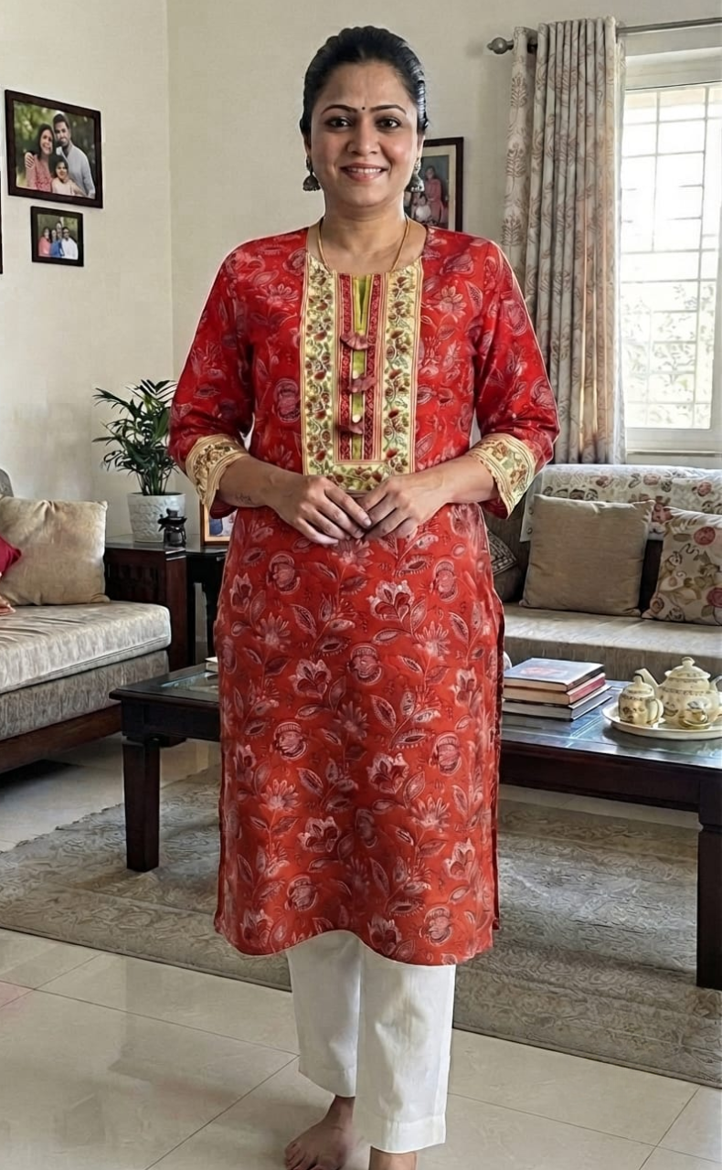Rust Maroon Garden Jaipuri Cotton Kurti. Pure Versatile Cotton. | Laces and Frills