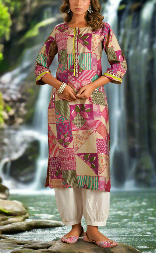 3XL Kurti 46 Inch 3XL Laces and Frills
