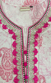 Pink Motif Jaipuri Cotton Kurti. Pure Versatile Cotton. | Laces and Frills
