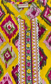 Yellow Abstract Jaipuri Cotton Kurti. Pure Versatile Cotton. | Laces and Frills