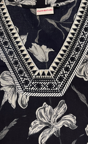 Black Flora Jaipuri Cotton Kurti. Pure Versatile Cotton. | Laces and Frills