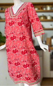 Pink Floral Jaipuri Cotton Kurti. Pure Versatile Cotton. | Laces and Frills
