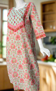 Sea Green Garden Jaipuri Cotton Kurti. Pure Versatile Cotton. | Laces and Frills