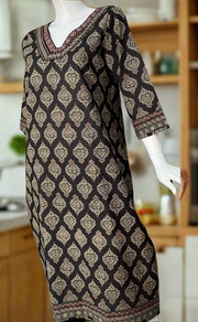 Black Ajrakh Print Jaipuri Cotton Kurti. Pure Versatile Cotton. | Laces and Frills