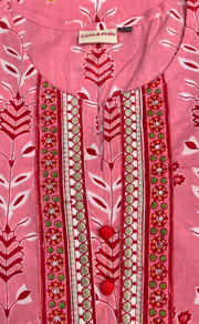 Pink Floral Jaipuri Cotton Kurti. Pure Versatile Cotton. | Laces and Frills