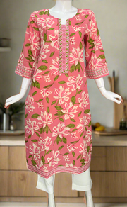 Pink Garden Jaipuri Cotton Kurti. Pure Versatile Cotton. | Laces and Frills