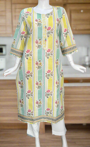 Light Green Garden Jaipuri Cotton Kurti. Pure Versatile Cotton. | Laces and Frills