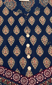 Indigo Blue Floral Jaipuri Cotton Kurti. Pure Versatile Cotton. | Laces and Frills