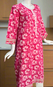 Pink Garden Jaipuri Cotton Kurti. Pure Versatile Cotton. | Laces and Frills