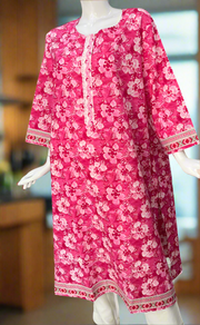 Pink Garden Jaipuri Cotton Kurti. Pure Versatile Cotton. | Laces and Frills