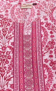 White/Pink Garden Jaipuri Cotton Kurti. Pure Versatile Cotton. | Laces and Frills