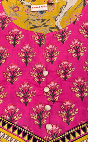 Yellow/Pink Garden Jaipuri Cotton Kurti. Pure Versatile Cotton. | Laces and Frills