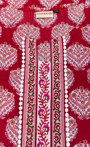 Red Floral Jaipuri Cotton Kurti. Pure Versatile Cotton. | Laces and Frills