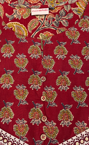 Rust Maroon Floral Garden Jaipuri Cotton Kurti. Pure Versatile Cotton. | Laces and Frills