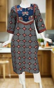 Blue Abstract Jaipuri Cotton Kurti. Pure Versatile Cotton. | Laces and Frills