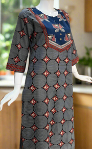 Blue Abstract Jaipuri Cotton Kurti. Pure Versatile Cotton. | Laces and Frills