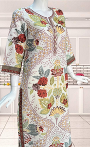 Off White/Maroon Garden Jaipuri Cotton Kurti. Pure Versatile Cotton. | Laces and Frills