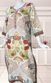 Off White/Maroon Garden Jaipuri Cotton Kurti. Pure Versatile Cotton. | Laces and Frills