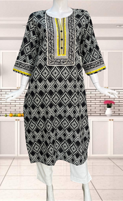 Black Floral Jaipuri Cotton Kurti. Pure Versatile Cotton. | Laces and Frills