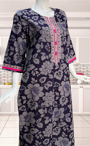 Purple Floral Jaipuri Cotton Kurti. Pure Versatile Cotton. | Laces and Frills
