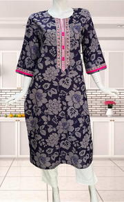 Purple Floral Jaipuri Cotton Kurti. Pure Versatile Cotton. | Laces and Frills