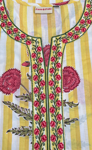 Light Yellow Floral Jaipuri Cotton Kurti. Pure Versatile Cotton. | Laces and Frills