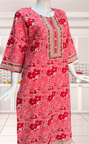 Pink/Red Garden Jaipuri Cotton Kurti. Pure Versatile Cotton. | Laces and Frills