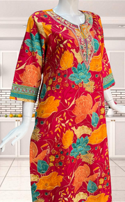 Pink/Red Garden Jaipuri Cotton Kurti. Pure Versatile Cotton. | Laces and Frills