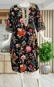 Black Garden Jaipuri Cotton Kurti. Pure Versatile Cotton. | Laces and Frills