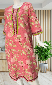 Pink Floral Jaipuri Cotton Kurti. Pure Versatile Cotton. | Laces and Frills