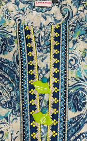 Beige/Blue Garden Jaipuri Cotton Kurti. Pure Versatile Cotton. | Laces and Frills