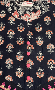 Black Garden Jaipuri Cotton Kurti. Pure Versatile Cotton. | Laces and Frills