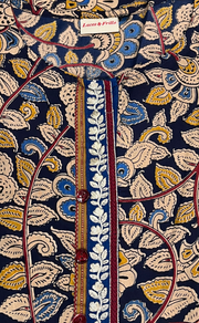Navy Blue/Beige Kalamkari Jaipuri Cotton Kurti. Pure Versatile Cotton. | Laces and Frills