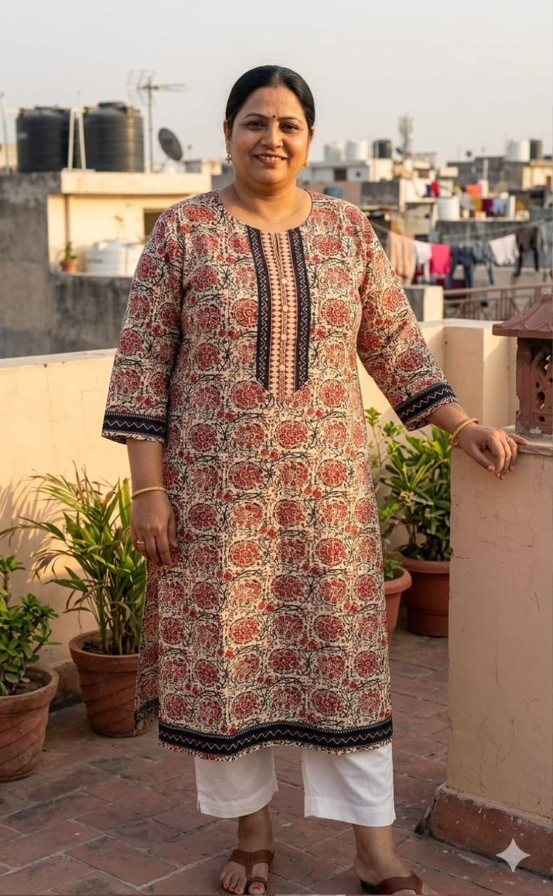 Maroon Garden Jaipuri Cotton Kurti. Pure Versatile Cotton. | Laces and Frills - Laces and Frills