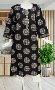 Black Ajrakh Print Jaipuri Cotton Kurti. Pure Versatile Cotton. | Laces and Frills - Laces and Frills