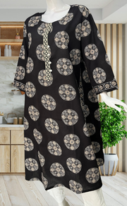 Black Ajrakh Print Jaipuri Cotton Kurti. Pure Versatile Cotton. | Laces and Frills - Laces and Frills