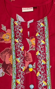 Maroon Floral Jaipuri Cotton Kurti. Pure Versatile Cotton. | Laces and Frills - Laces and Frills