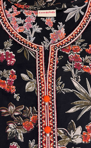 Black Garden Jaipuri Cotton Kurti. Pure Versatile Cotton. | Laces and Frills - Laces and Frills