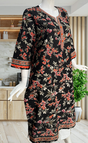 Black Garden Jaipuri Cotton Kurti. Pure Versatile Cotton. | Laces and Frills - Laces and Frills