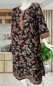 Black Garden Jaipuri Cotton Kurti. Pure Versatile Cotton. | Laces and Frills - Laces and Frills