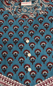 Teal Green Garden Jaipuri Cotton Kurti. Pure Versatile Cotton. | Laces and Frills - Laces and Frills