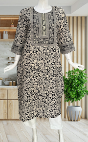 Black Garden Jaipuri Cotton Kurti. Pure Versatile Cotton. | Laces and Frills - Laces and Frills