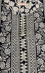 Black Garden Jaipuri Cotton Kurti. Pure Versatile Cotton. | Laces and Frills - Laces and Frills