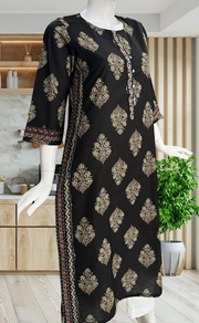 Black Floral Jaipuri Cotton Kurti. Pure Versatile Cotton. | Laces and Frills - Laces and Frills