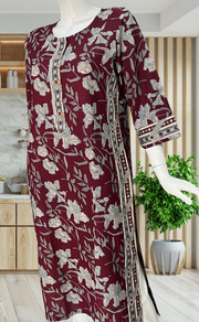 Maroon Garden Jaipuri Cotton Kurti. Pure Versatile Cotton. | Laces and Frills - Laces and Frills