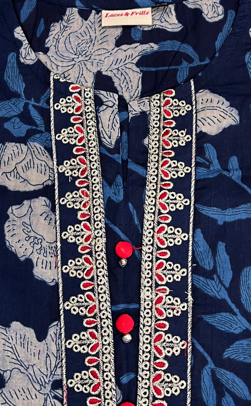Blue Garden Jaipuri Cotton Kurti. Pure Versatile Cotton. | Laces and Frills - Laces and Frills